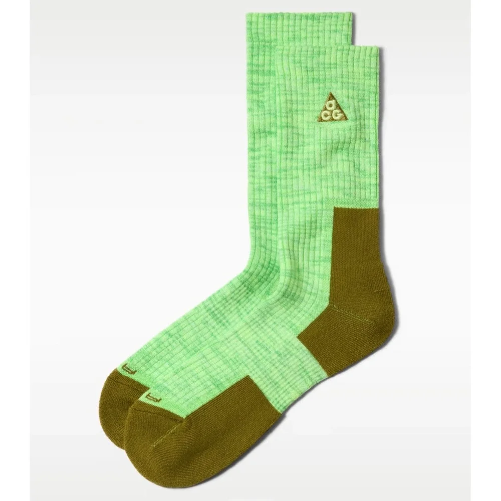 Nike ACG Crew Socks Men 8-12 Green Excellence Dri-Fit Outdoor
